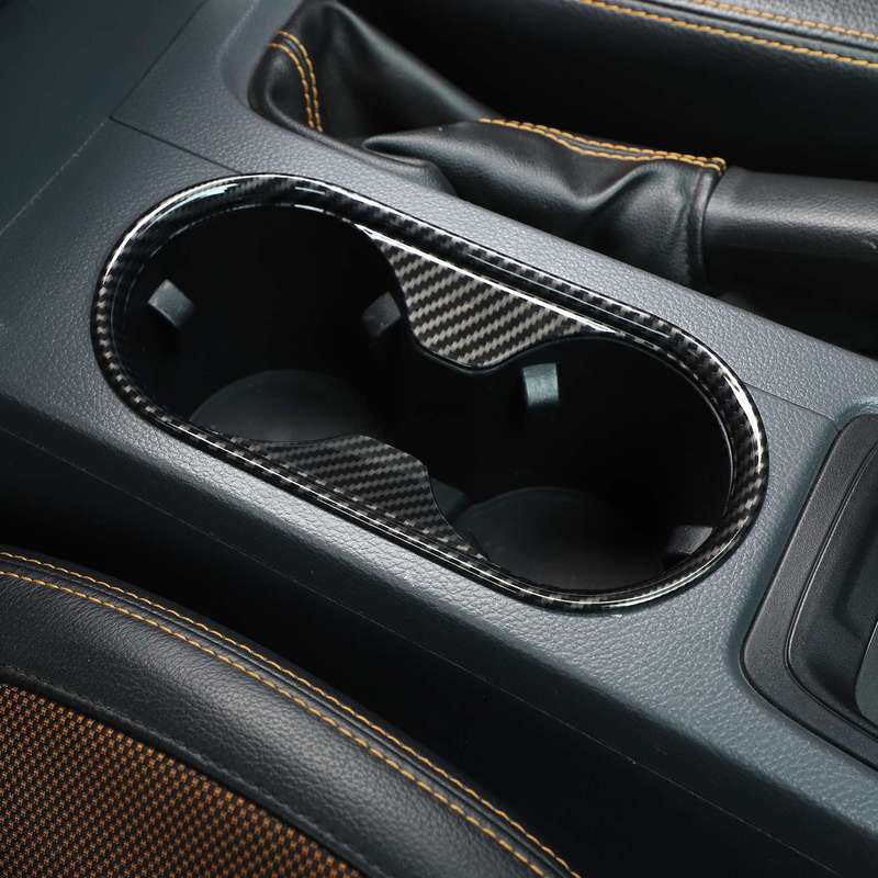 A87Q-Car Carbon Fiber ABS Gear Water Cup Frame Cover Trim for Ford Ranger 2015- Car Interior
