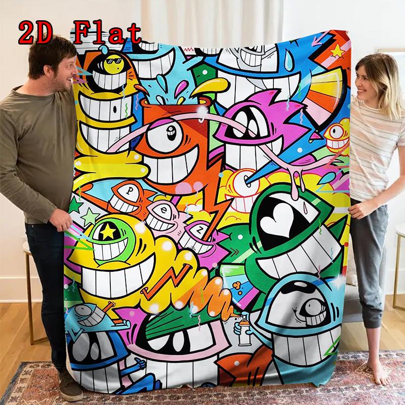 One-eyed monster 2D Flat Pattern Flannel Blanket High quality All Seasons Warmth and Comfort Perfect for Christmas Gifts.