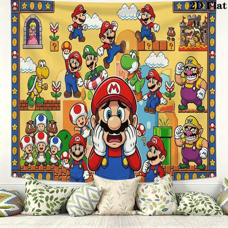 Super Bros Wall Tapestry Aesthetic Wall Hanging Printed Fabric Blanket Decorative Tapestries for Bedroom Living Room Home Decor