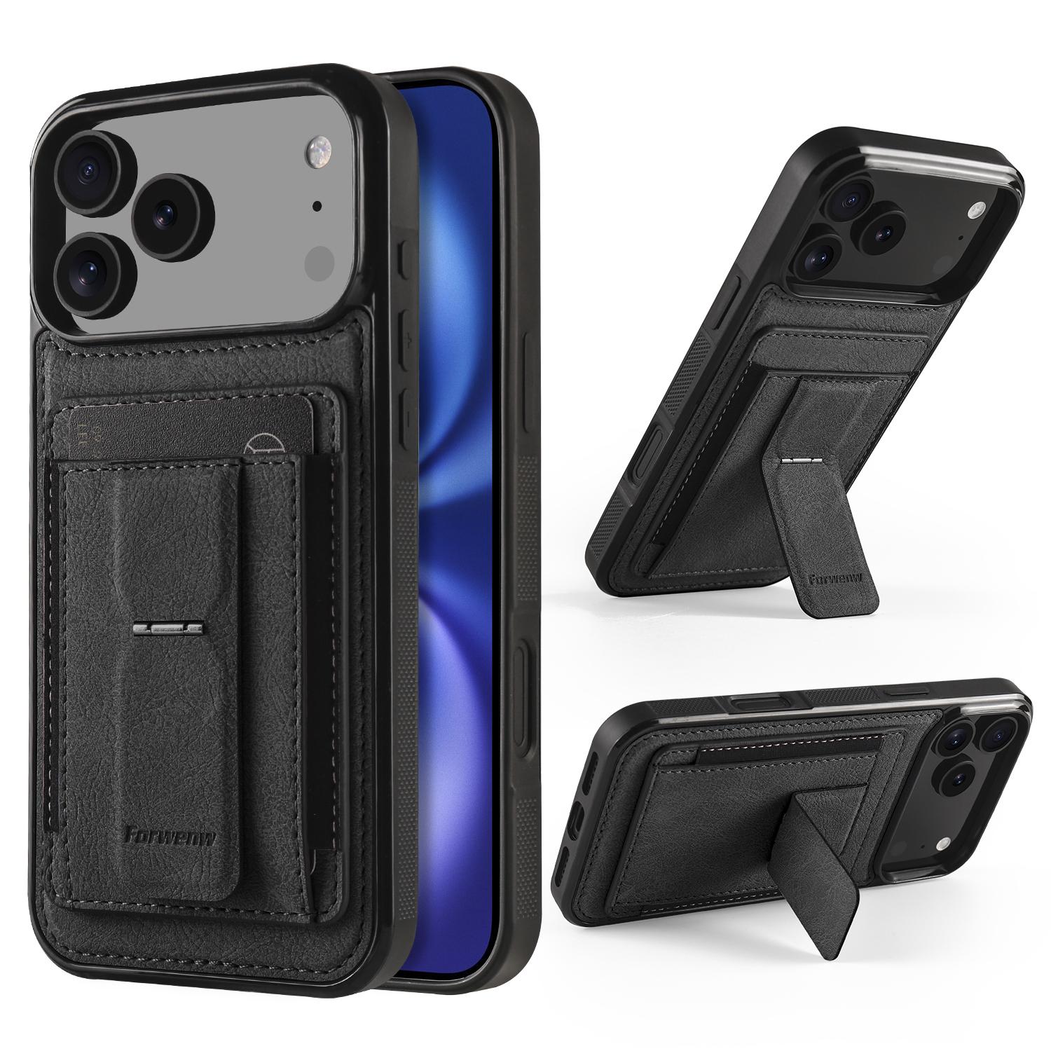 

Business Magnetic Cards Solt Leather Phone Case for iPhone 17 Pro Max 16 15 Plus 14 13 12 11 Pro Max Mini 16E Bracket Cover iPhone 12 Pro чорний