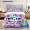 Cartoon cute fantasy unicorn bedding, duvet cover, pillowcase, home decoration, birthday gift (1 * duvet cover+2 * pillowcase, coreless)