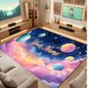 Space Cosmic Theme Crystal Velvet Floor Rug Personalized Custom Name Text Warm Carpet Home Decoration