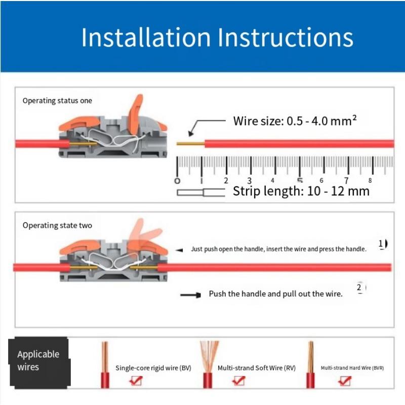 10PCS Quick Terminal Two In Two Out Soft and Hard Wire Universal Quick Terminal