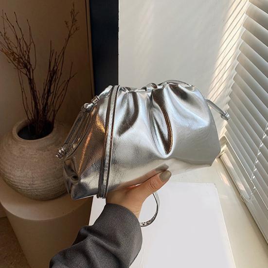 Women Clutch Purses Faux Leather Evening Bag Crossbody Purse Ruched Cloud Handbag Waterproof Shoulder Bag for Wedding Date Party
