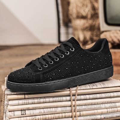 Fashion 2025 New Men's Diamond Flash Sneakers Comfortable Breathable Flat Sole Travel Student Casual Matte Black Trendy Footwear Tenis