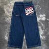 Jeans da Uomo Vestibilità Rilassata Denim Lavato Vintage Con Stampa Grafica Gamba Dritta Pantaloni Streetwear Autunno