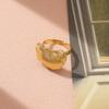 Golden Plated Ginkgo Leaf Open Adjustable Ring for Women Elegant Statement Jewelry Gift