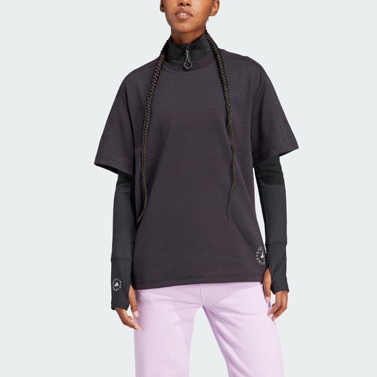 adidas X Stella Mccartney Co-Branded Solid Color Logo Loose Round Neck Short Sleeve T-Shirt Women Tops Black IB6854