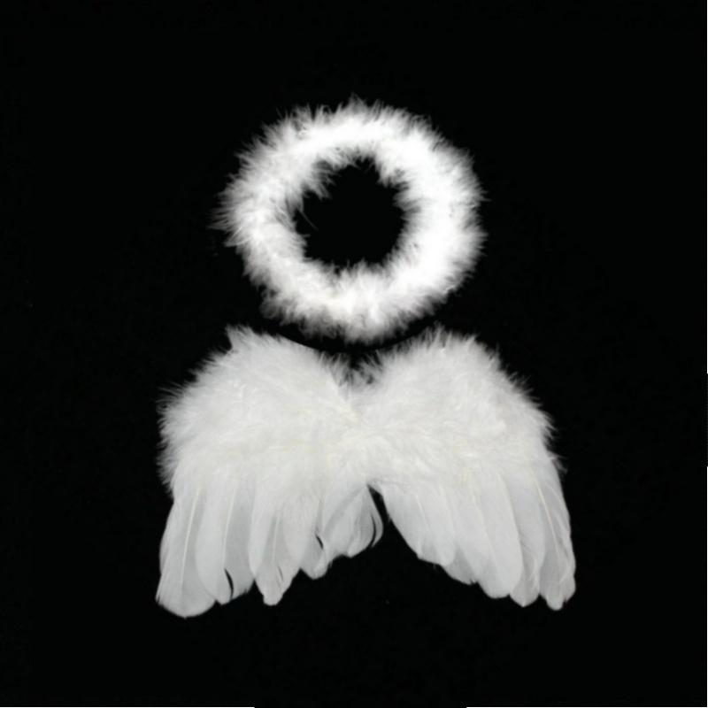 1set Elegant Angel Wings Fairy Feather Headband Angel Costume Accessories for Party Birthday Dress-Up Baby Photobooth Props