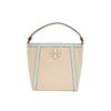 Mcgraw Double T Logo Beige Canvas With Navy Leather Patent Trim Bucket Bag Women Bags 145559-250