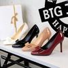 Korean Style Fashionable Style Bow Slim Heel High Heels Women's French Patent Leather Shiny Pointed Toe Shoes Female Elegant