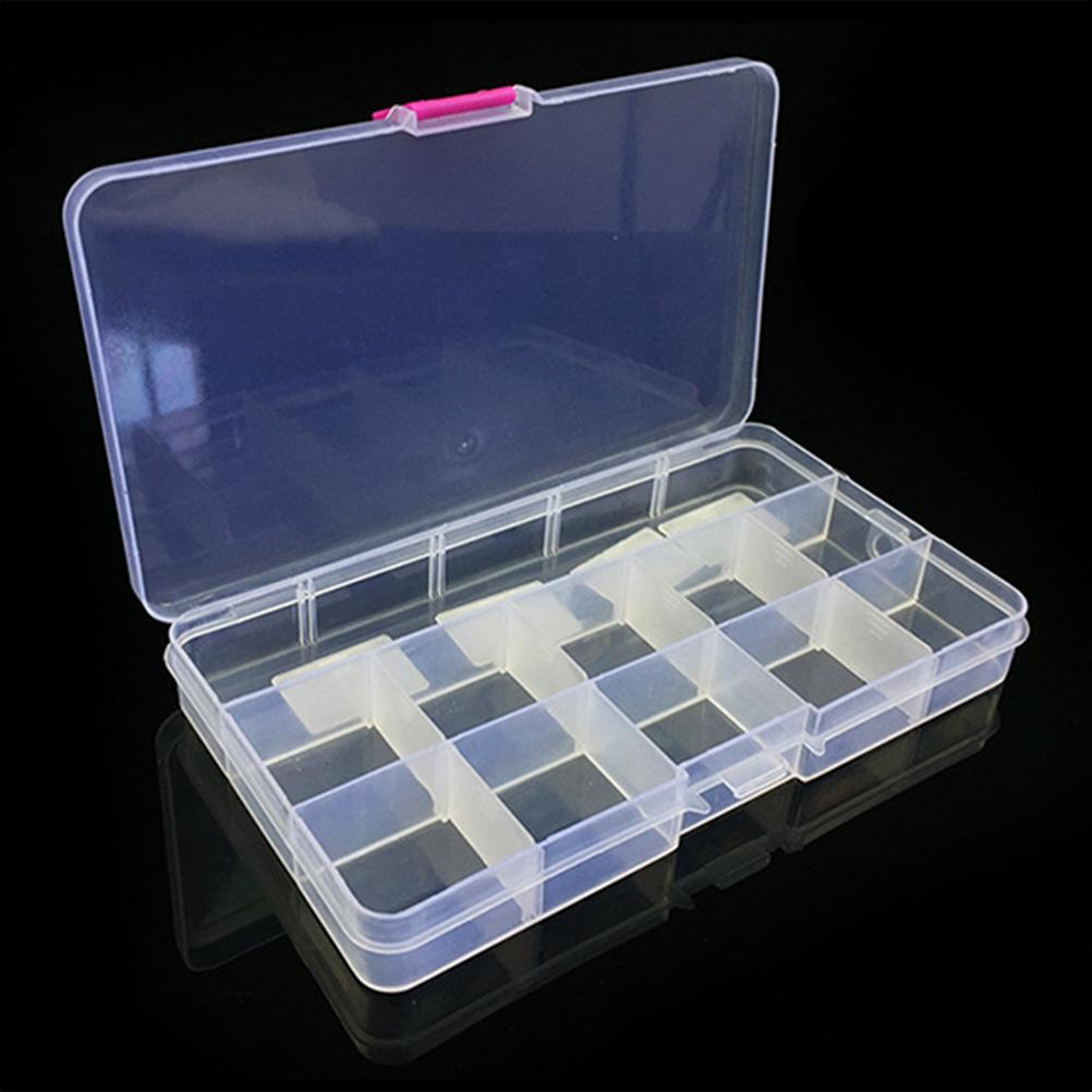 15 Slots Adjustable Plastic Fishing Lure Hook Tackle Box Storage Case Organizer