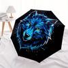 1pc Blue Wolf Head Automatic Open/close Folding Umbrella, Compact Portable Travel Umbrella,Durable Construction Yy250814168