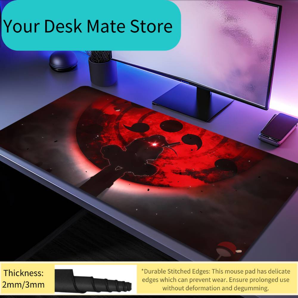 Anime NARUTO Uchiha Itachi Mousepad Large Desk Mat Keyboard Ergonomic Office Rubber PC Non-slip Anti-fray Home Custom Game