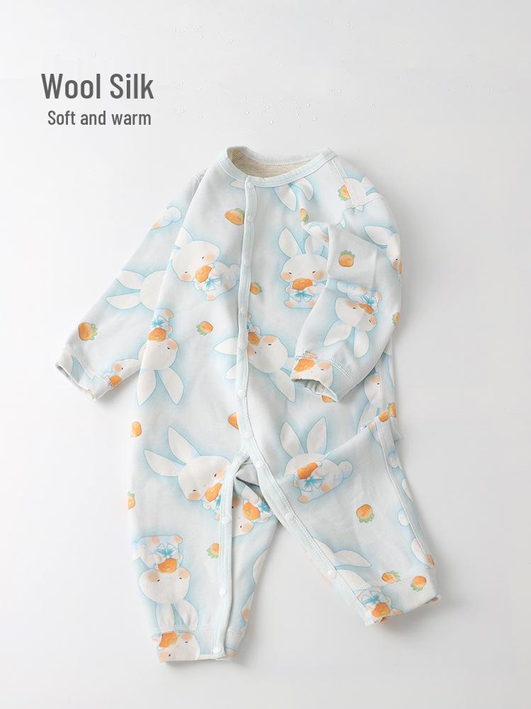 Unisex Baby Wool-Silk Romper: Warm, Padded Autumn-Winter Crawling Suit for Newborns