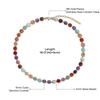 [KOAI] 6mm Cubic Zirconia Chakra Bead Rainbow Necklace for Women
