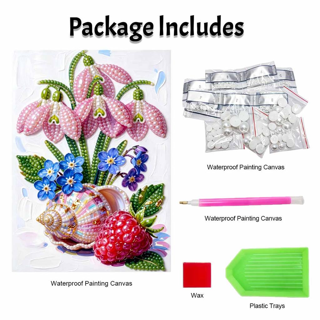 Floral seashell raspberry pearl painting handmade DIY 5D creative ornaments living room home decoration painting