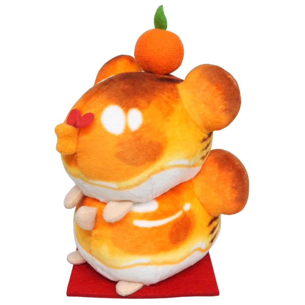 Sanei Boeki Hamtaro Zodiac Hamtaro Tiger Ham Mitarashi Kagami Mochi Plush Toy, Height 12.5cm