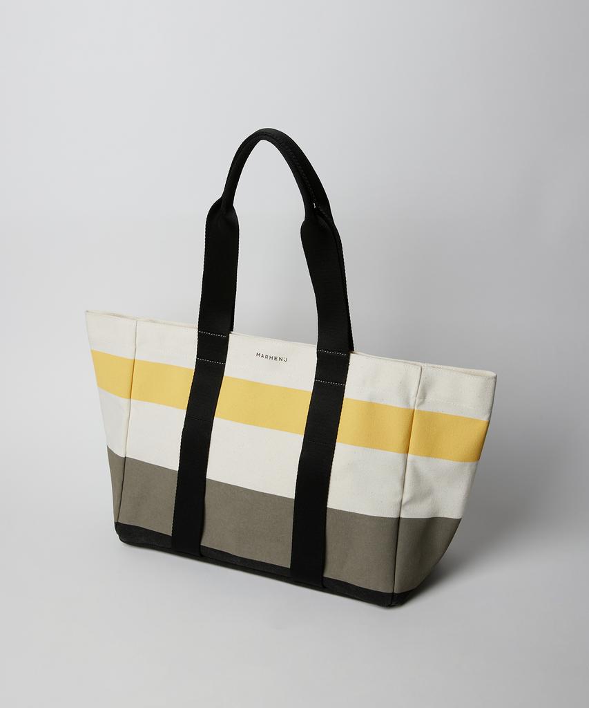 Marhen.J Marie Striped Canvas Shopper Tote Bag Yellow