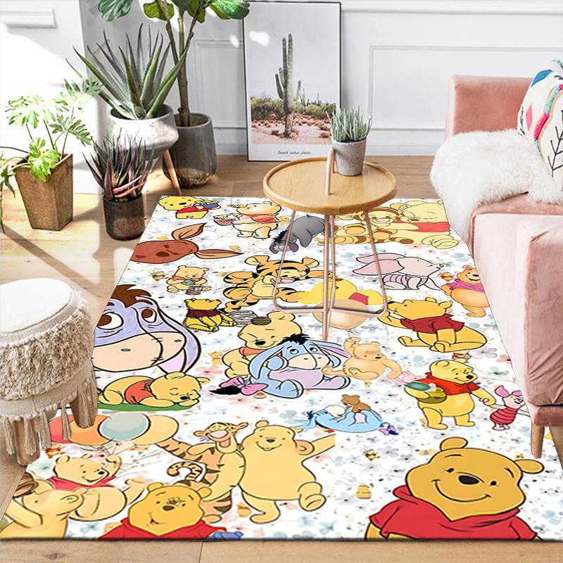 1Pc Winnie Pooh Party Printed Flannel Rug Soft Non Slip Carpet for Bedroom Living Room Office Floor Outdoor Home Decor Xmas Gift H1379