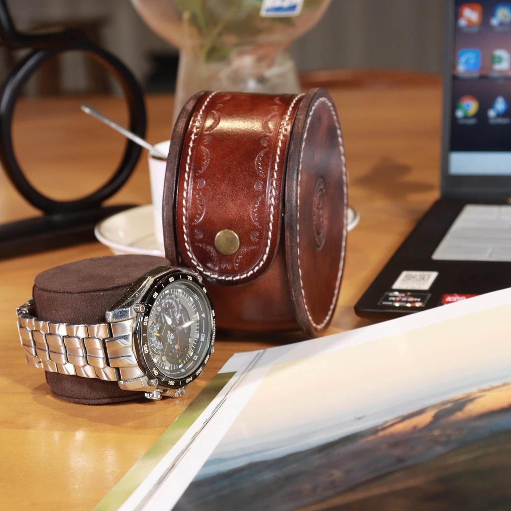 Tourbon Watch Case Leather Watch Storage Box for 1 Watch Travel Business Trip