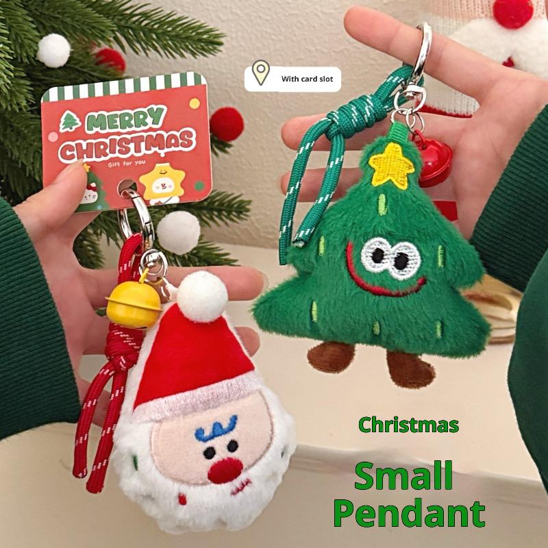 Sevimli Çizgi Film Peluş Noel Bebek Kolye Anahtarlık Kawaii Doldurulmuş Bebek Sırt Çantası Kolye Dekorasyon Aksesuarları Noel Hediyesi