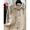 Cotton and Linen Heavy Industry Embroidered Long-sleeved Sunscreen Shirt Women's Spring Thin Loose Temperament Top