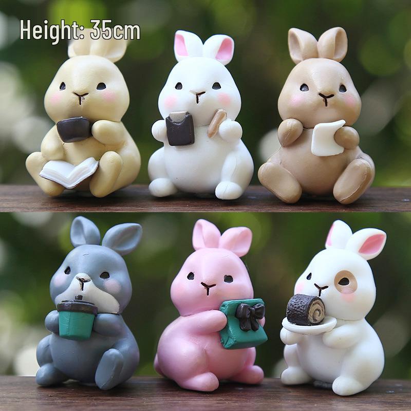 Pastoral Japanese Afternoon Tea Rabbit Doll Figure - Creative Micro Landscape Car Decor