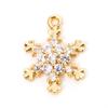 1 Piece Brass Christmas Charms 18K Gold Plated Christmas Snowflake Clear Cubic Zirconia Pendants For DIY Jewelry Making Findings