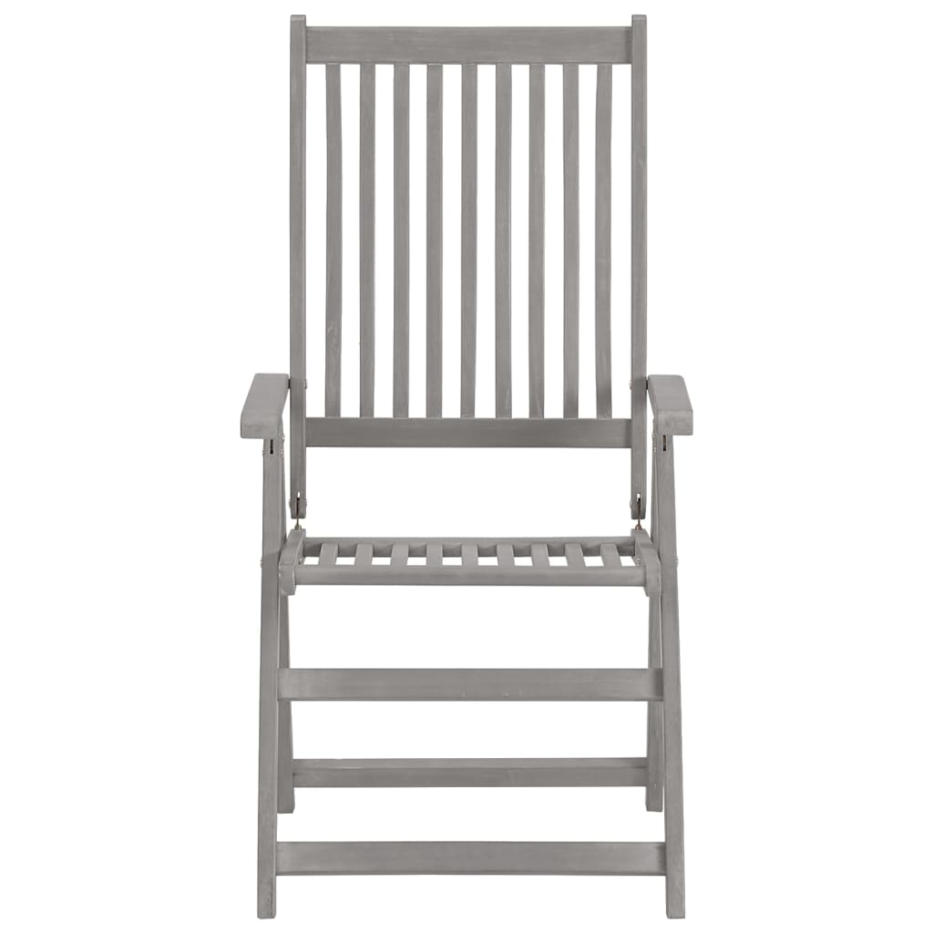 Adjustable Garden Chairs 2 pcs Grey Solid Acacia Wood