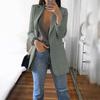 Giacca da donna con risvolto, manica lunga, aperta sul davanti, tinta unita, grandi tasche, stile da pendolare, casual, da lavoro