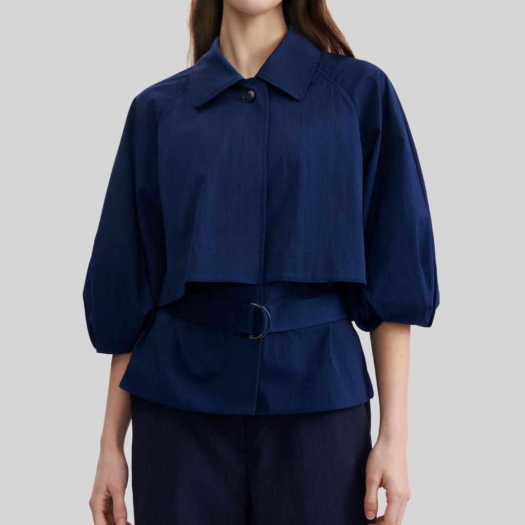 Fila Solid Color Single-Breasted Collar Long Sleeve Jacket Women Jackets Tahoe-Blue F11W324703F-DB