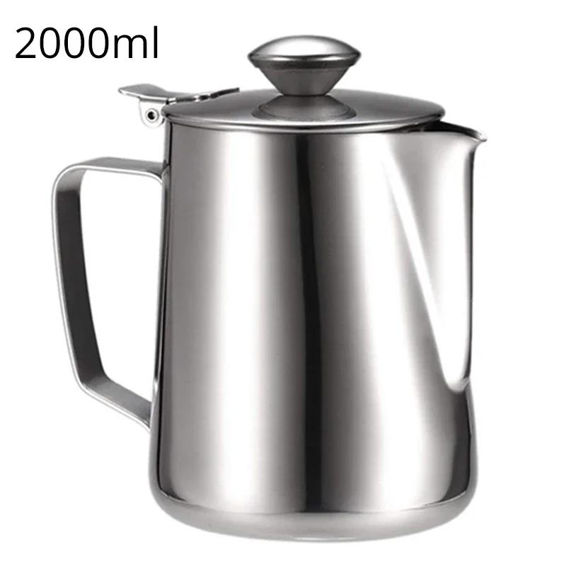 Stainless Steel Milk Frothing Pitcher with Lids Espresso Steam Coffee Barista Kettle Latte Cappuccino Milk Cream Cup Jug