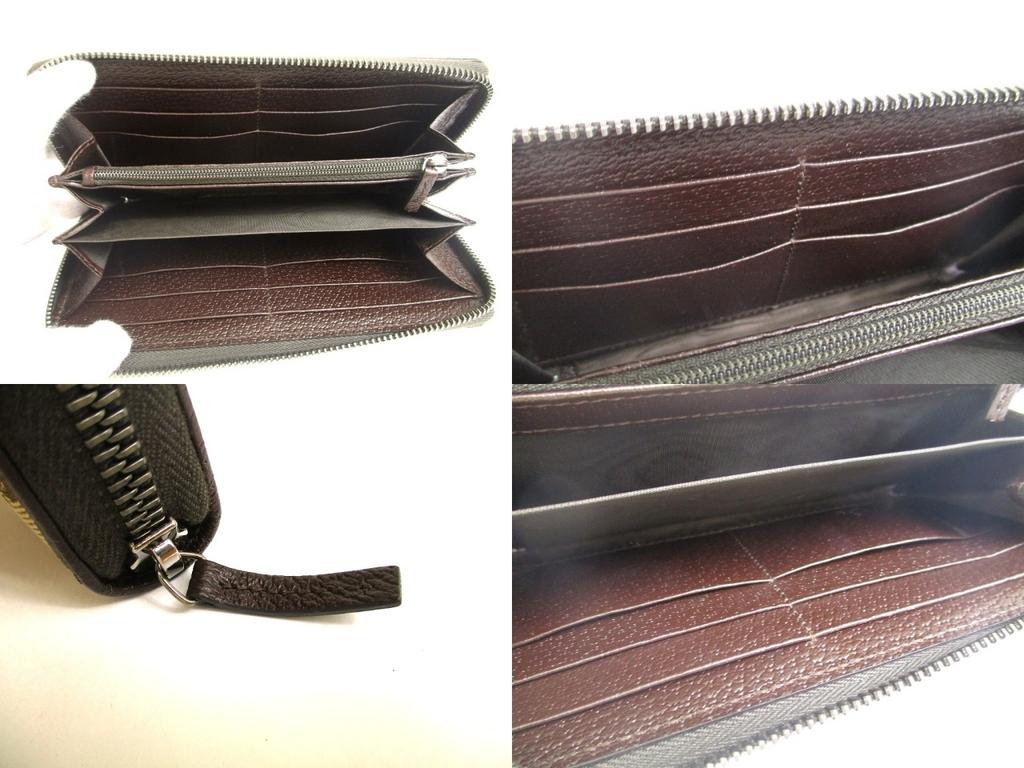 Authentic GUCCI GG Brown Canvas White Leather Round Zip Long Wallet #a695  Refurbished