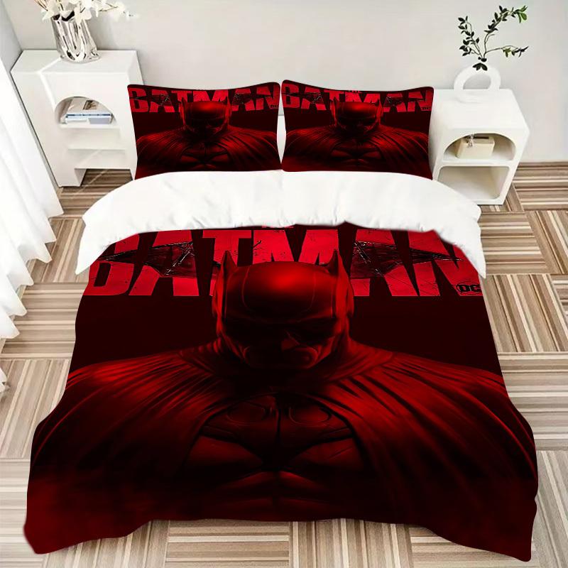 3pcs Batman Poster Bedding Set, Soft Polyester Duvet Cover and Pillowcases Machine Washable Seasons all suitable & Guest Room Decor297