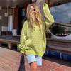 Autumn Winter Honeycomb Print Sweater Women's Round Neck Loose Temperament Versatile Comfortable Long-sleeved Knit Top