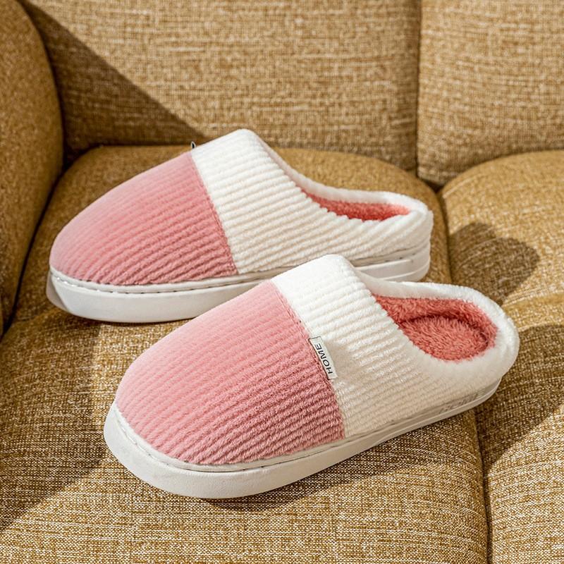 Fashion 2025 New Warm Men Slippers Women Winter Cotton Shoes Non-Slip Thick Sole Soft Flats Bedroom Concise Home Couples Furry Slipper