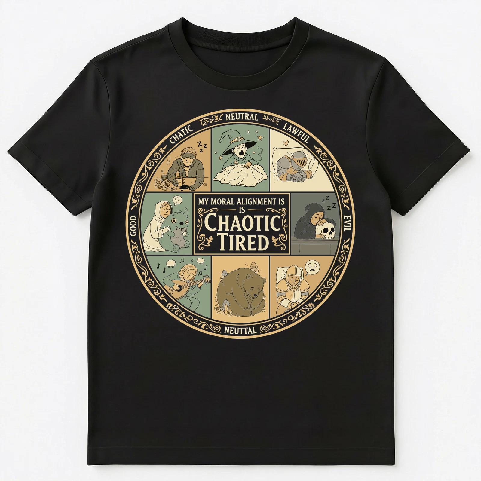 

Rpg Player Chaotic Tired Moral Alignment Funny Gaming Unisex T-Shirt 4XL
