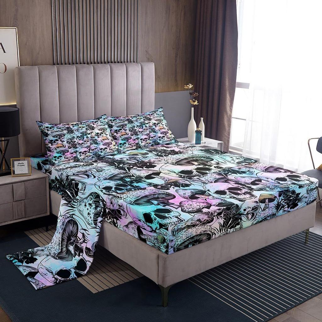 Cute Cartoon Ghost Pattern Bed Hat Four-piece Bedding Set Bedroom Dormitory Bedding Decoration