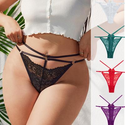 G-String Panties Women Lace Thong Large Size Sexy Underwear Double Waistband Women Thong Solid Ladies Underpants Breathable Ultra-thin Sexy Underwear