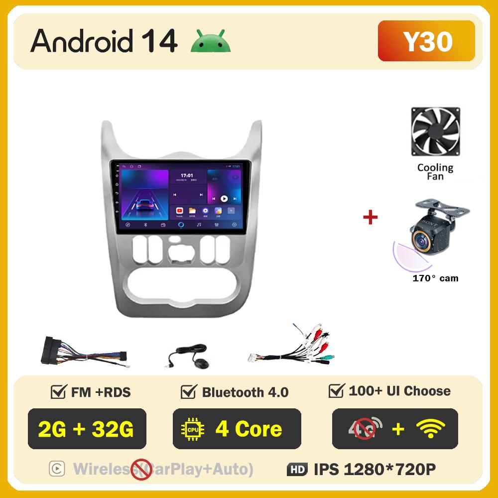 For Renault Logan 1 Sandero 2009-2015 Largus Dacia Duster Car Multimedia Video Player Touch Screen Android 14 Autoradio 5G Wifi