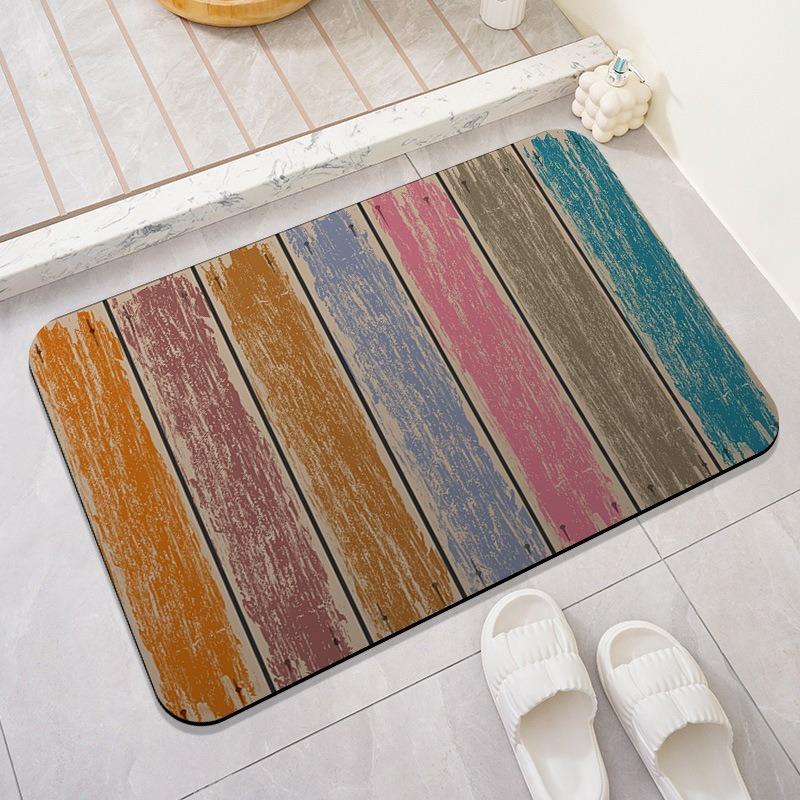 Wood Print Diatomaceous Floor Mat with Quick Drying Water Absorption Bathroom Simple and Non Slip Carpet for Entering The Door