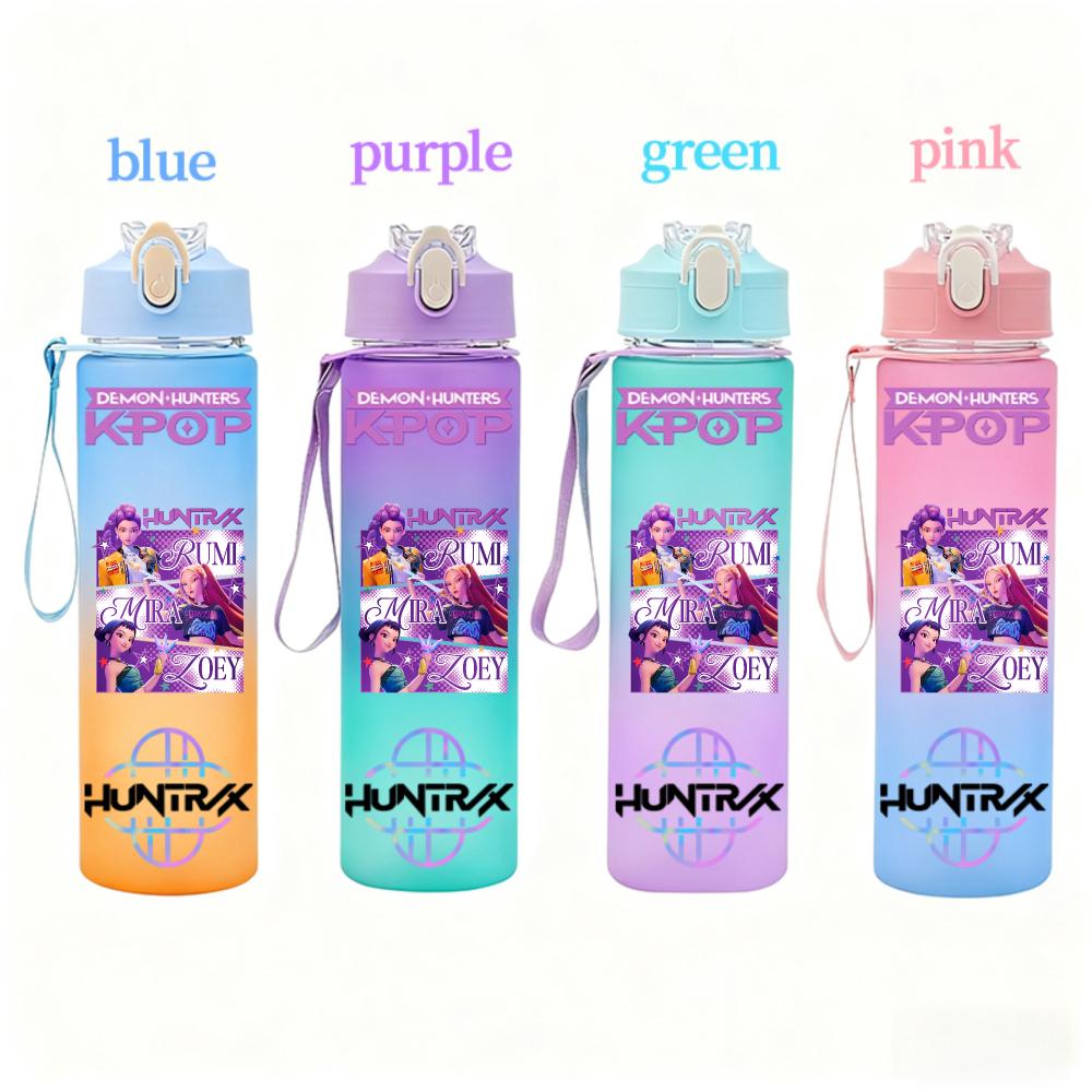 

750ml KPop Demon Hunters Blue Purple Gradient Water Bottle Cartoon Mug featuring Scale Fashion Portable Fitness Travel Kettle Purple