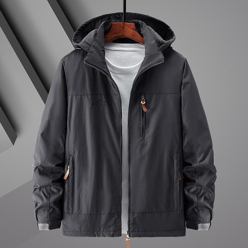 Men's Waterproof Breathable Outdoor Jacket with Detachable Hood - Spring/Autumn Plus Size Windbreaker & Sport Casual Outerwear.