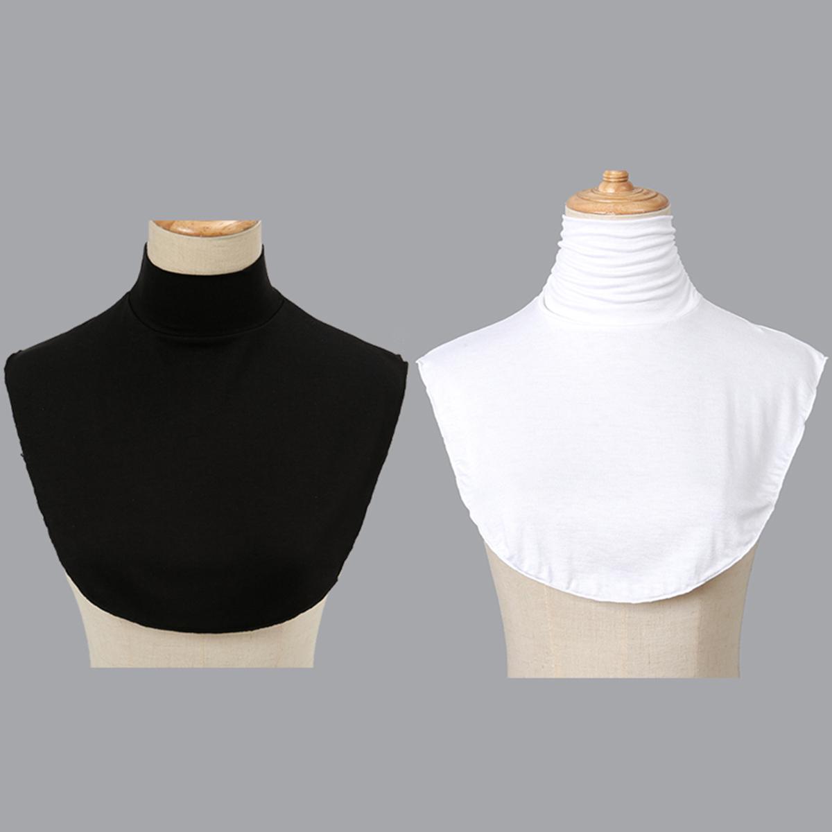 

2/Pcs Solid Color Modal High Nack Fake Collar Soft False Collar For Women Solid Color Elastic Jersey Detachable Collar