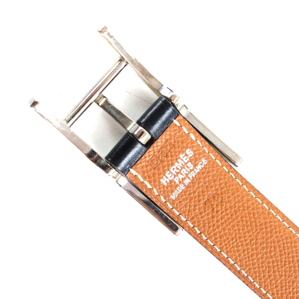 Very Good HERMES Belt Black Brown Leather Women Used