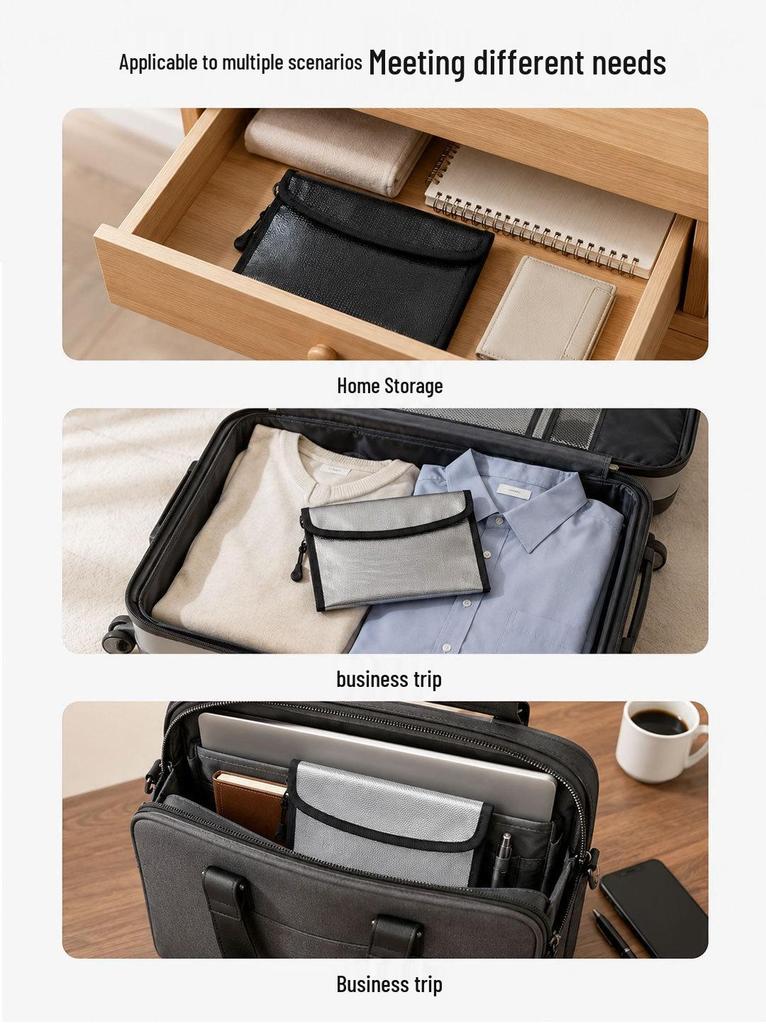 Fireproof Document Bag: Secure Storage for Cards, Passport & Power Bank