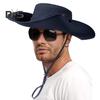 Men Fisherman Hat Flat Top Wide Brim Breathable Sun Hat Adjustable Windproof Drawstring Sun Protection Hat