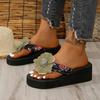 Fashion Slippers Women 2025 Light Shoes Female Casual Flip Flops Woman Slippers Plus Size Floral Print Platform Wedges Women's Sandals