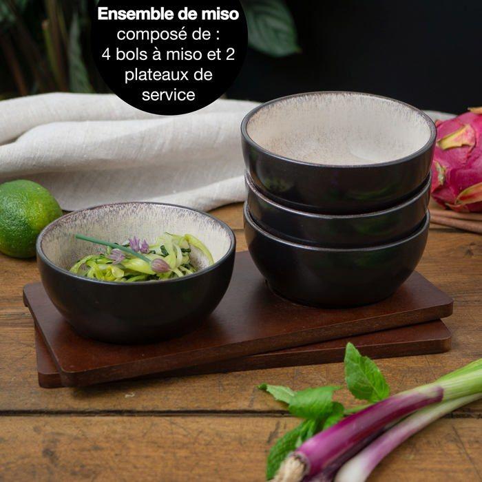 Miso-suppeskåler - MORITZ - Moritz - Sett med 6 - Porselen og sandeltre - 12 cm diameter